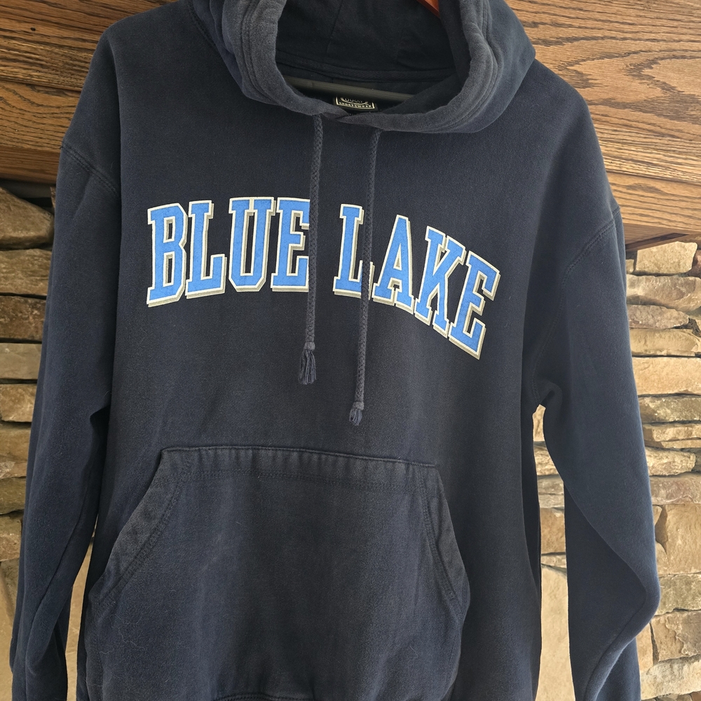 Famous Blue Lake Music Camp Navy Hoodie Sweatshirt Size Medium 4 Male or Female